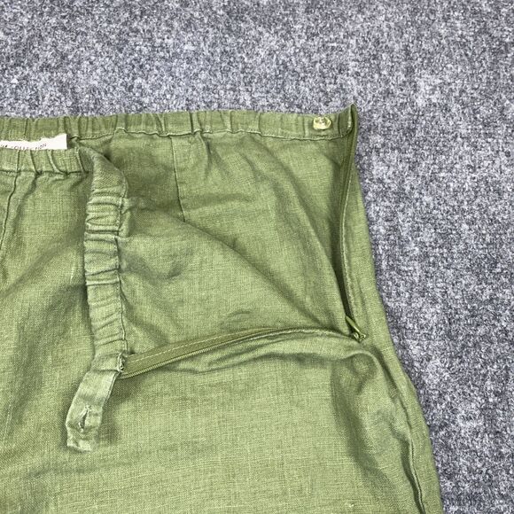 JM Collection Pants Womens Size 14 Green Cropped Wide leg Linen - Picture 3 of 12
